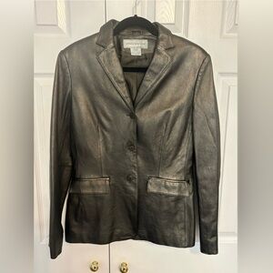 Jones New York Blazer Style Leather Jacket Size 10